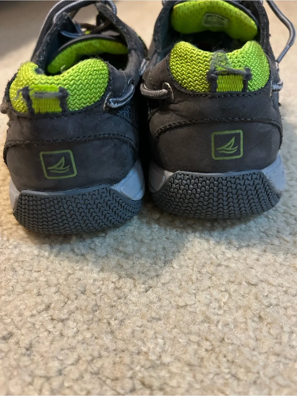 Sperry Gray & Neon Green Boat top sider Shoes